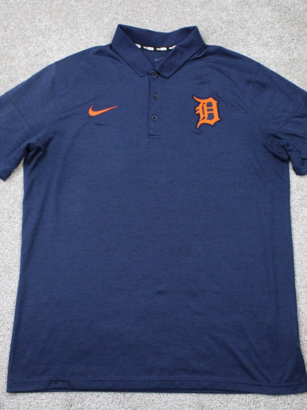 Nike BSBL Detroit Tigers Polo Shirt Mens Large Blue Polyester MLB Short Sleeve